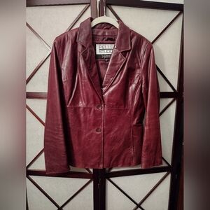 Pelle Studio Wilson Burgundy Leather Jacket Blazer Small